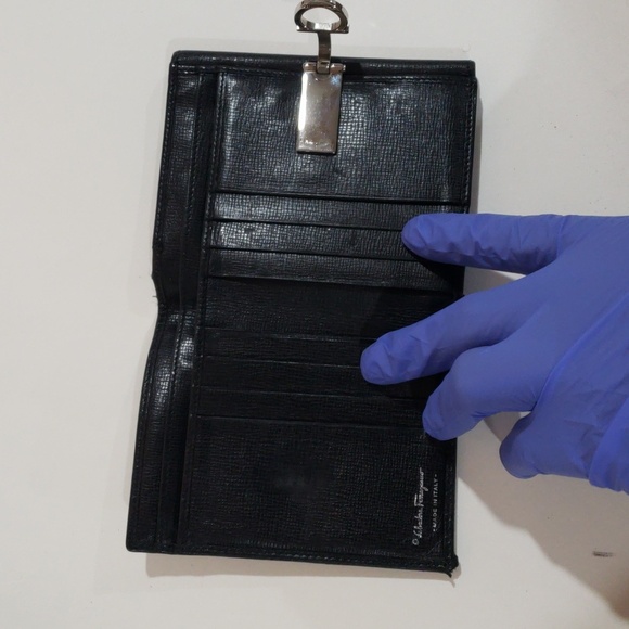 Salvatore Ferragamo Canvas & Black Leather Coin Wallet – Gancini Clip | Luxury - Picture 3 of 15